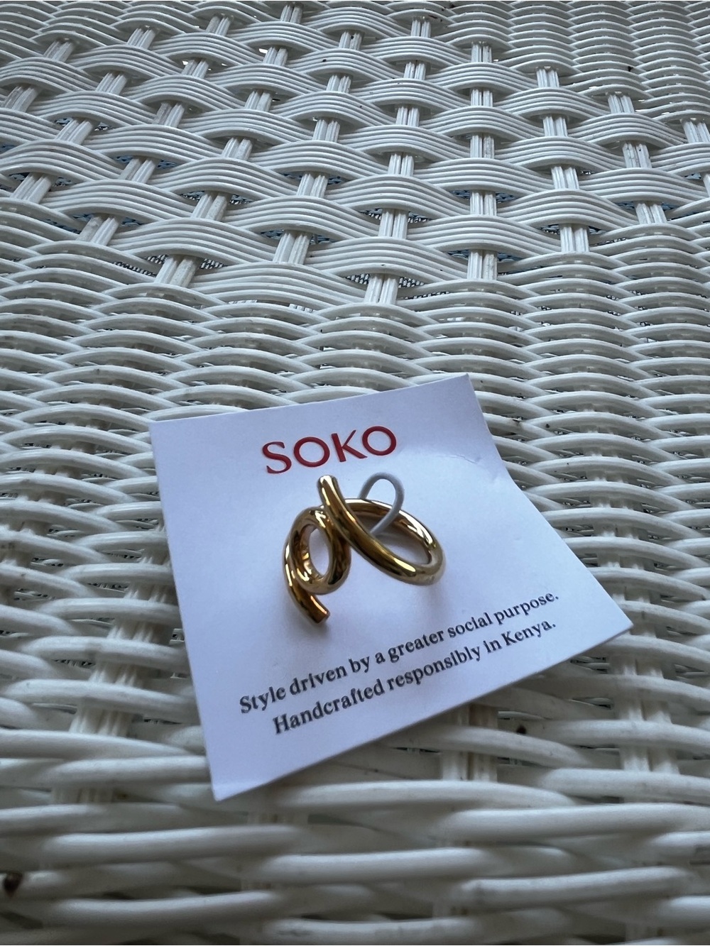 SOKO Polished Gold Double Loop Ring